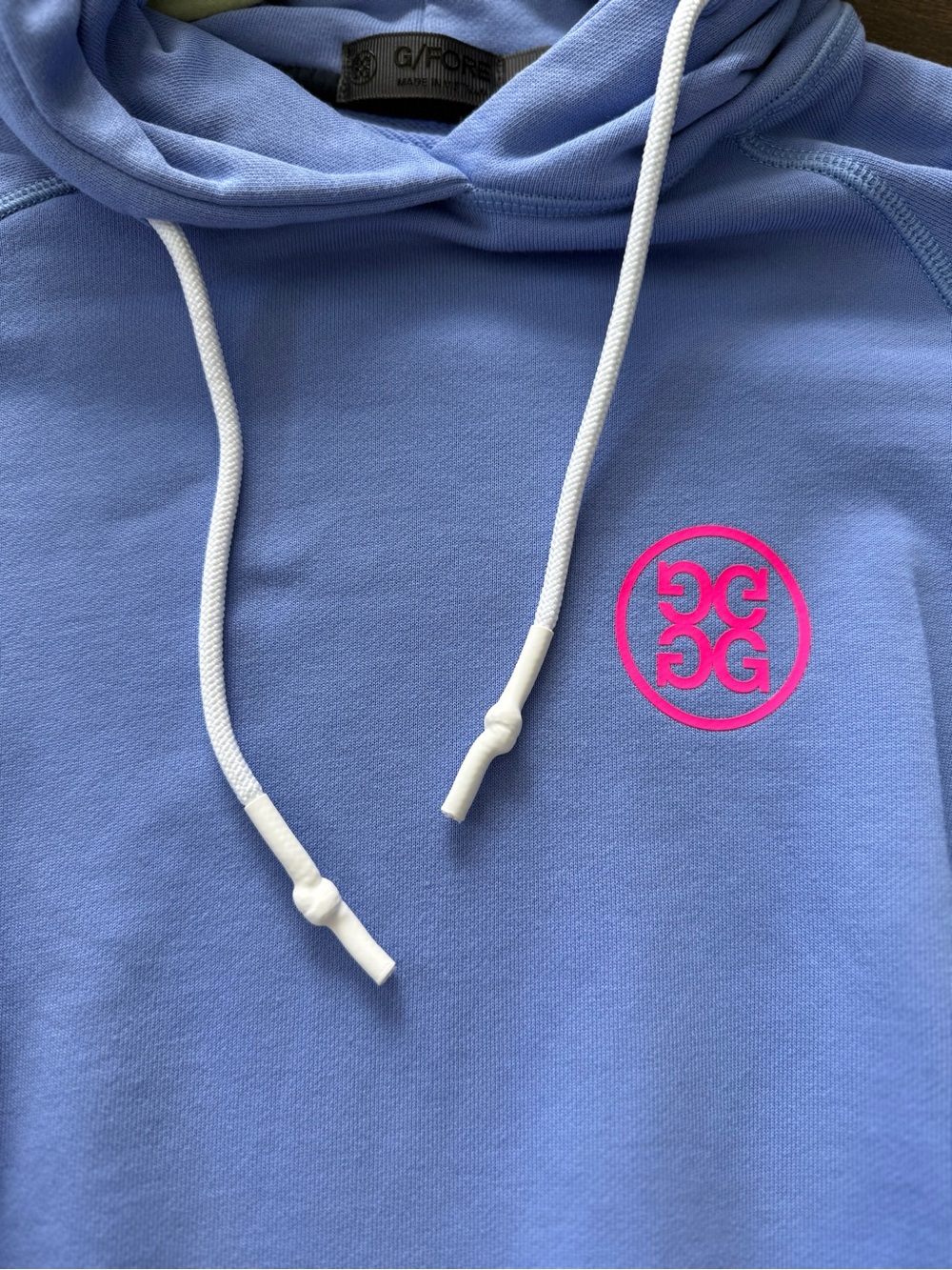 G/FORE Periwinkle Pullover Hoodie with Pink Logo - Women - Picture 4 of 5